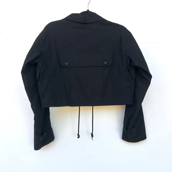 Vintage Ralph Lauren Cropped Utility Cargo Jacket Hong Kong Cotton Medium Black - Picture 5 of 11
